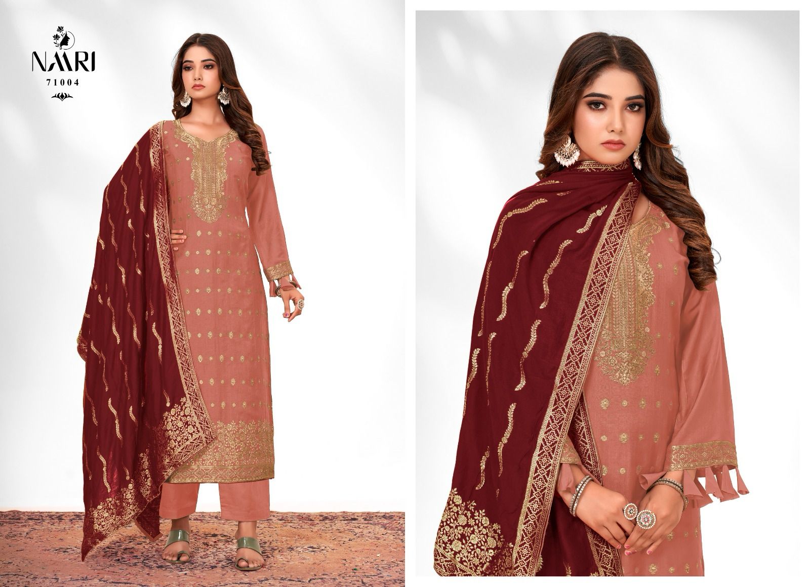 Ferari Naari Muslin Jacquard Pant Style Suits