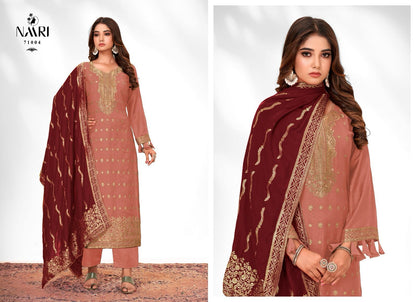 Ferari Naari Muslin Jacquard Pant Style Suits