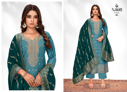 Ferari Naari Muslin Jacquard Pant Style Suits
