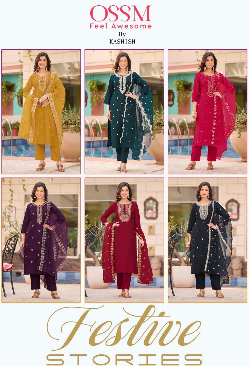 Festive Stories Vol 2 Ossm Roman Silk Readymade Pant Style Suits