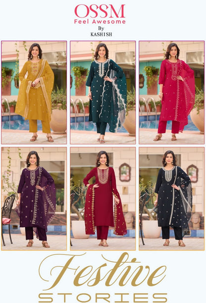 Festive Stories Vol 2 Ossm Roman Silk Readymade Pant Style Suits