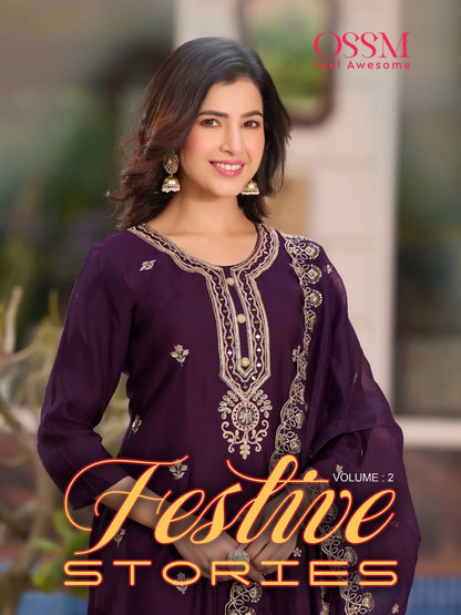 Festive Stories Vol 2 Ossm Roman Silk Readymade Pant Style Suits