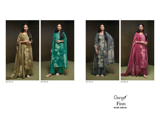 Finn 2190 Ganga Cotton Silk Plazzo Style Suits