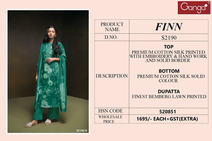 Finn 2190 Ganga Cotton Silk Plazzo Style Suits