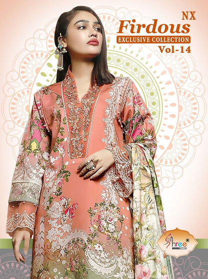 Firdous Exclusive Collection Vol 14-Nx Shree Fabs Cotton Pakistani Salwar Suits
