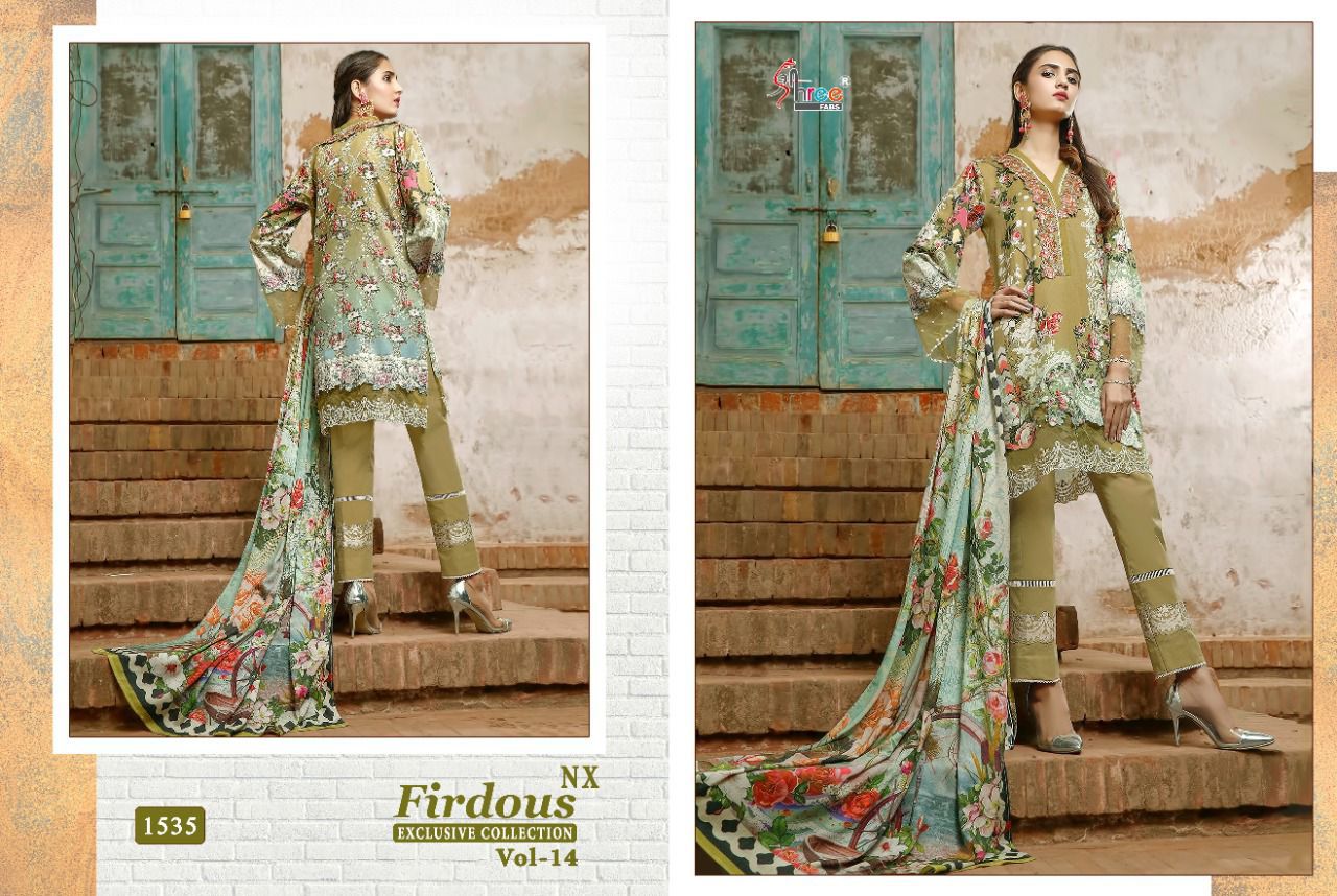 Firdous Exclusive Collection Vol 14-Nx Shree Fabs Cotton Pakistani Salwar Suits