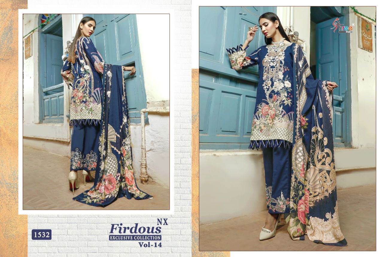 Firdous Exclusive Collection Vol 14-Nx Shree Fabs Cotton Pakistani Salwar Suits