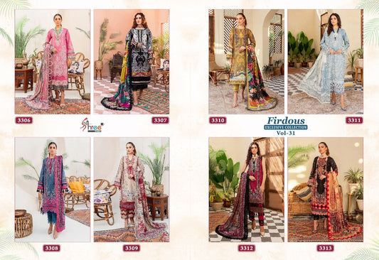 Firdous Exclusive Collection Vol 31 Shree Fabs Cotton Pakistani Patch Work Suits