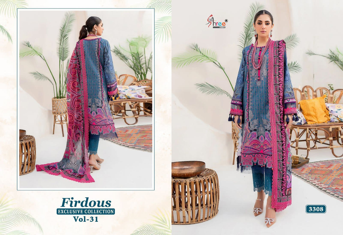 Firdous Exclusive Collection Vol 31 Shree Fabs Cotton Pakistani Patch Work Suits