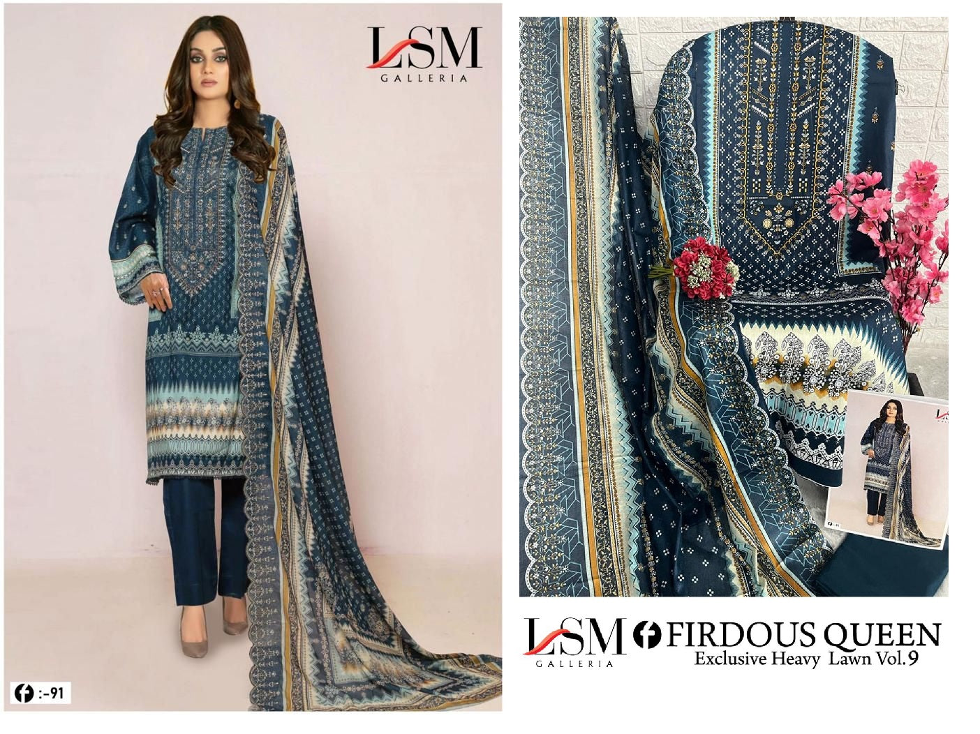 Firdous Queen Lawn Vol 9 Lsm Galleria Karachi Salwar Suits