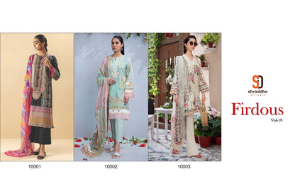 Firdous Vol 10 Shraddha Designer Lawn Cotton Pakistani Patch Work Suits