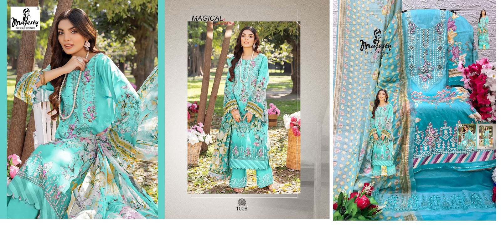 Firdous Vol 7 Majesty Jaam Cotton Pakistani Patch Work Suits