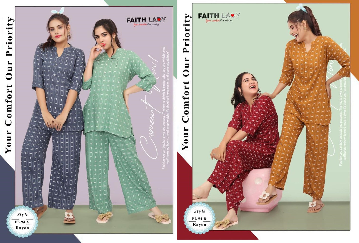 Fl 87-94 Faith Lady Rayon Co Ord Set