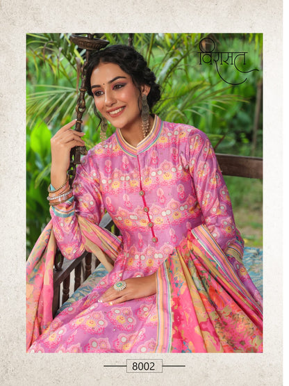 Flora Virasat Silk Gown Dupatta Set