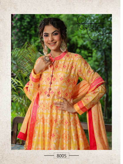 Flora Virasat Silk Gown Dupatta Set