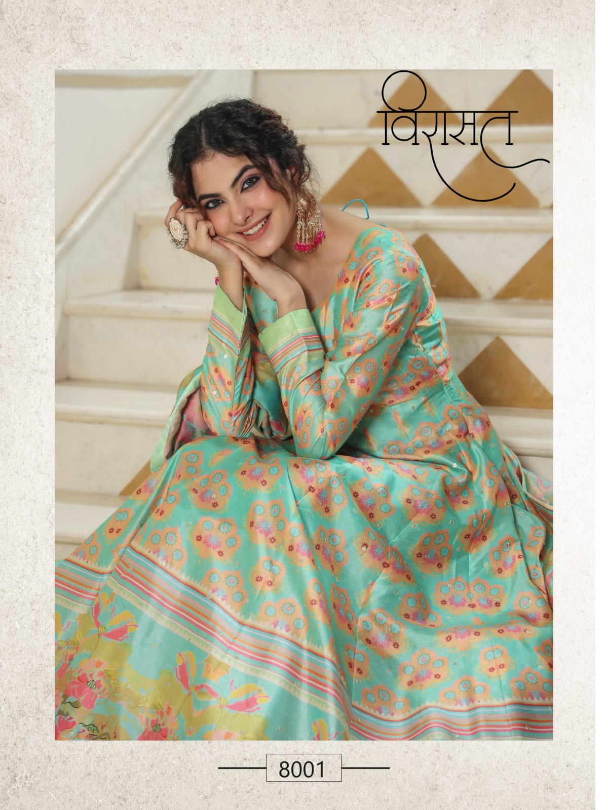 Flora Virasat Silk Gown Dupatta Set