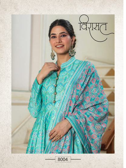 Flora Virasat Silk Gown Dupatta Set