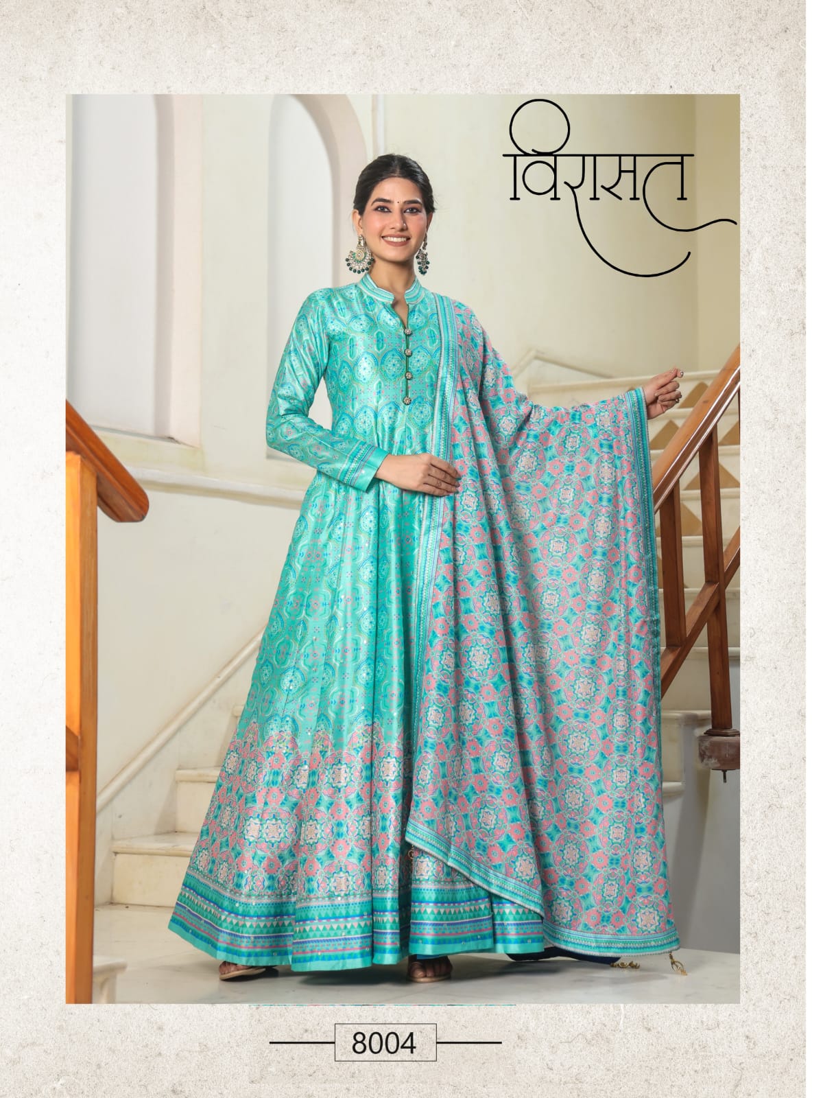 Flora Virasat Silk Gown Dupatta Set