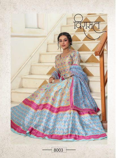Flora Virasat Silk Gown Dupatta Set