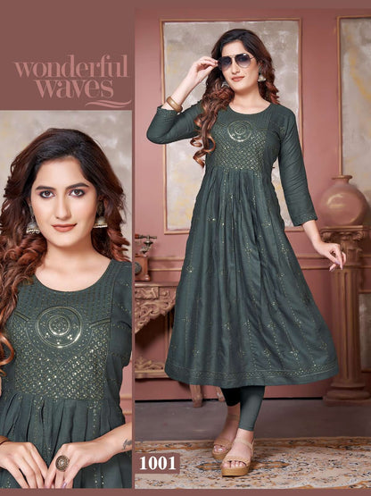 Flora Vol 1 Kavinay Rayon Anarkali Kurtis