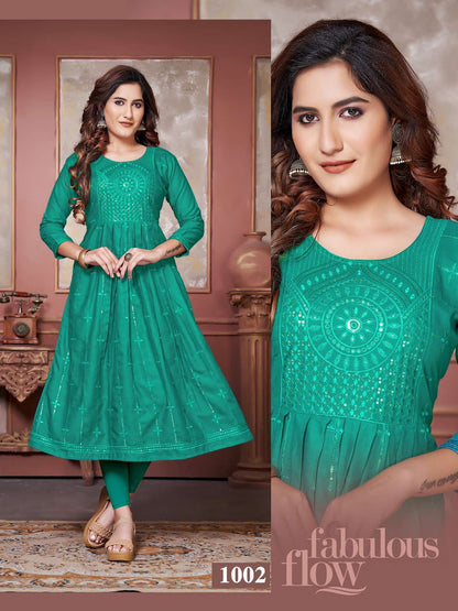 Flora Vol 1 Kavinay Rayon Anarkali Kurtis