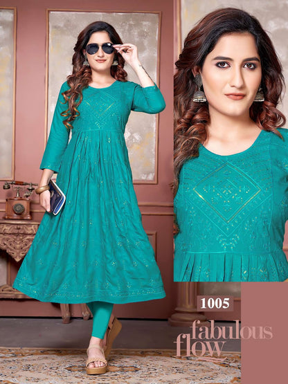 Flora Vol 1 Kavinay Rayon Anarkali Kurtis