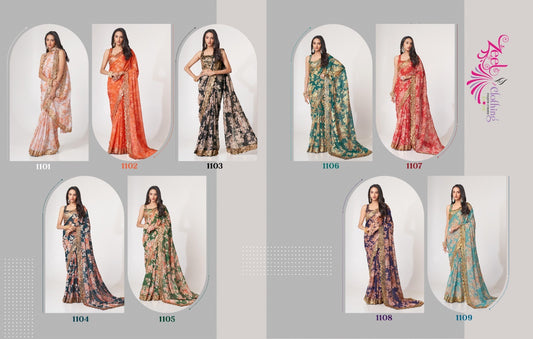 Floral Vol 1 Zeel Organza Sarees
