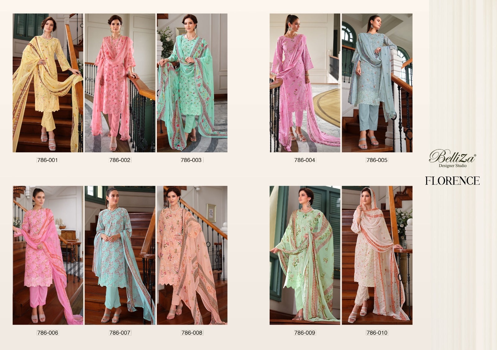 Florence Belliza Designer Studio Cotton Pant Style Suits