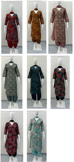 Flower Print 2211 Kaso Modal Silk Afghani Readymade Suit