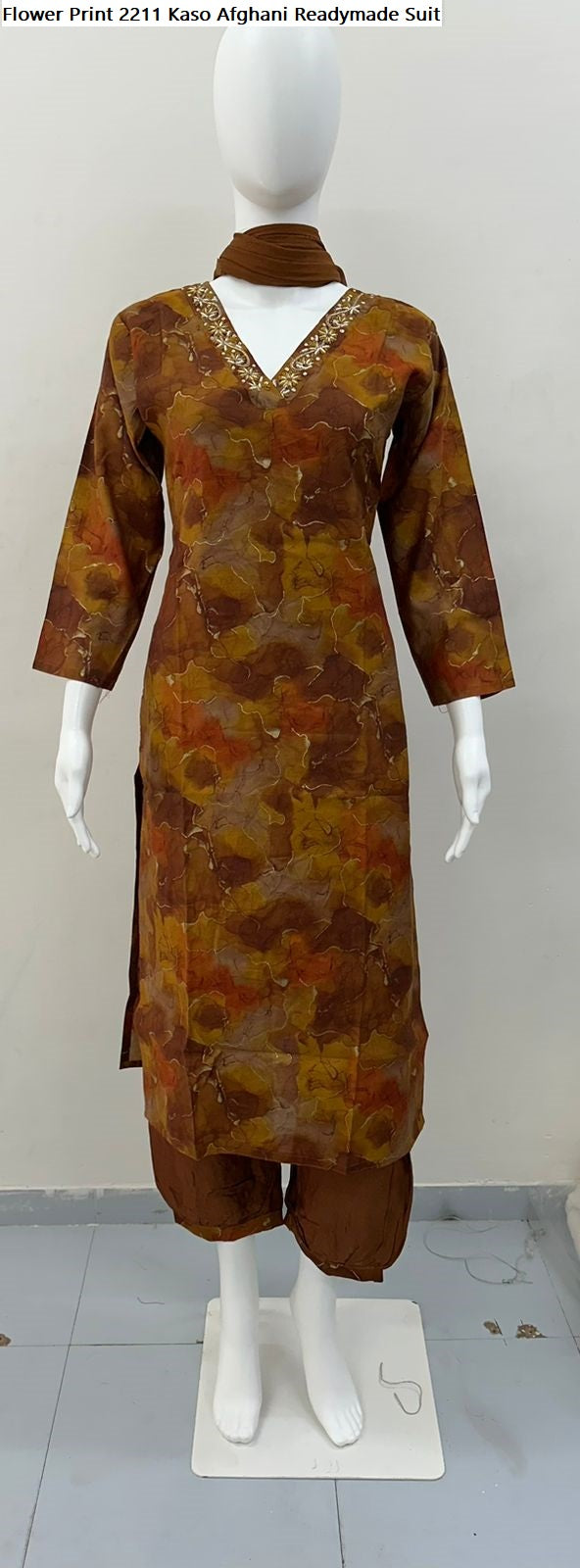 Flower Print 2211 Kaso Modal Silk Afghani Readymade Suit