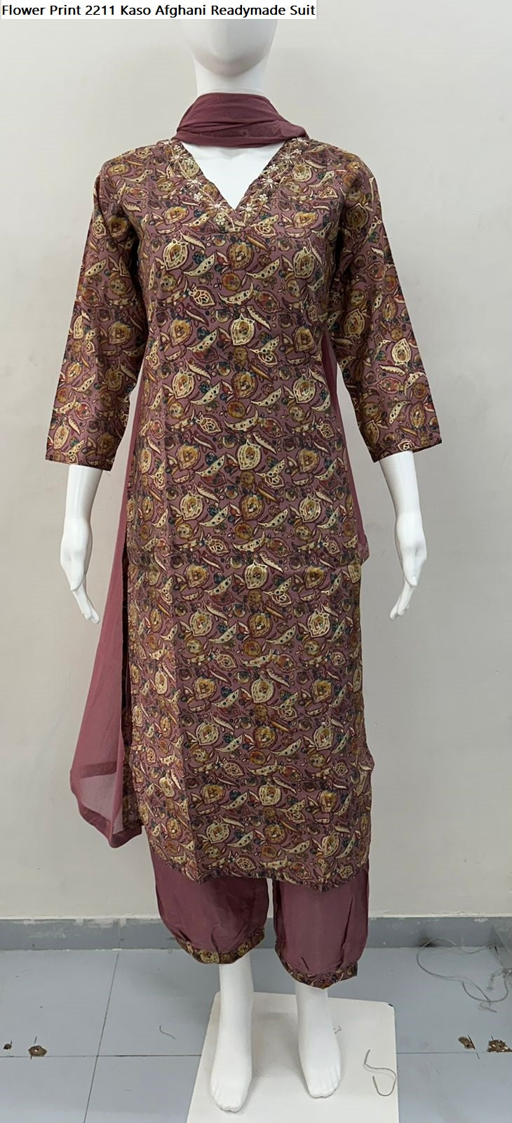 Flower Print 2211 Kaso Modal Silk Afghani Readymade Suit