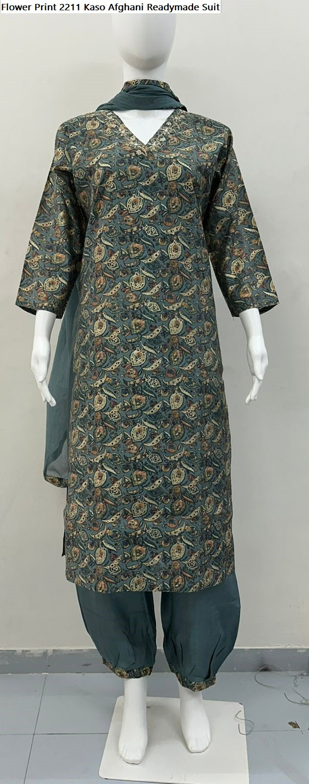 Flower Print 2211 Kaso Modal Silk Afghani Readymade Suit