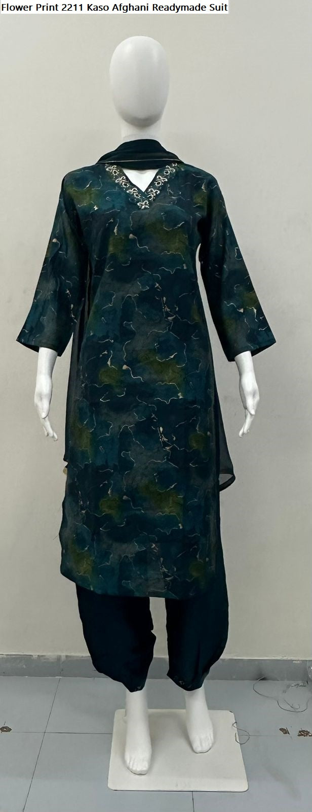 Flower Print 2211 Kaso Modal Silk Afghani Readymade Suit