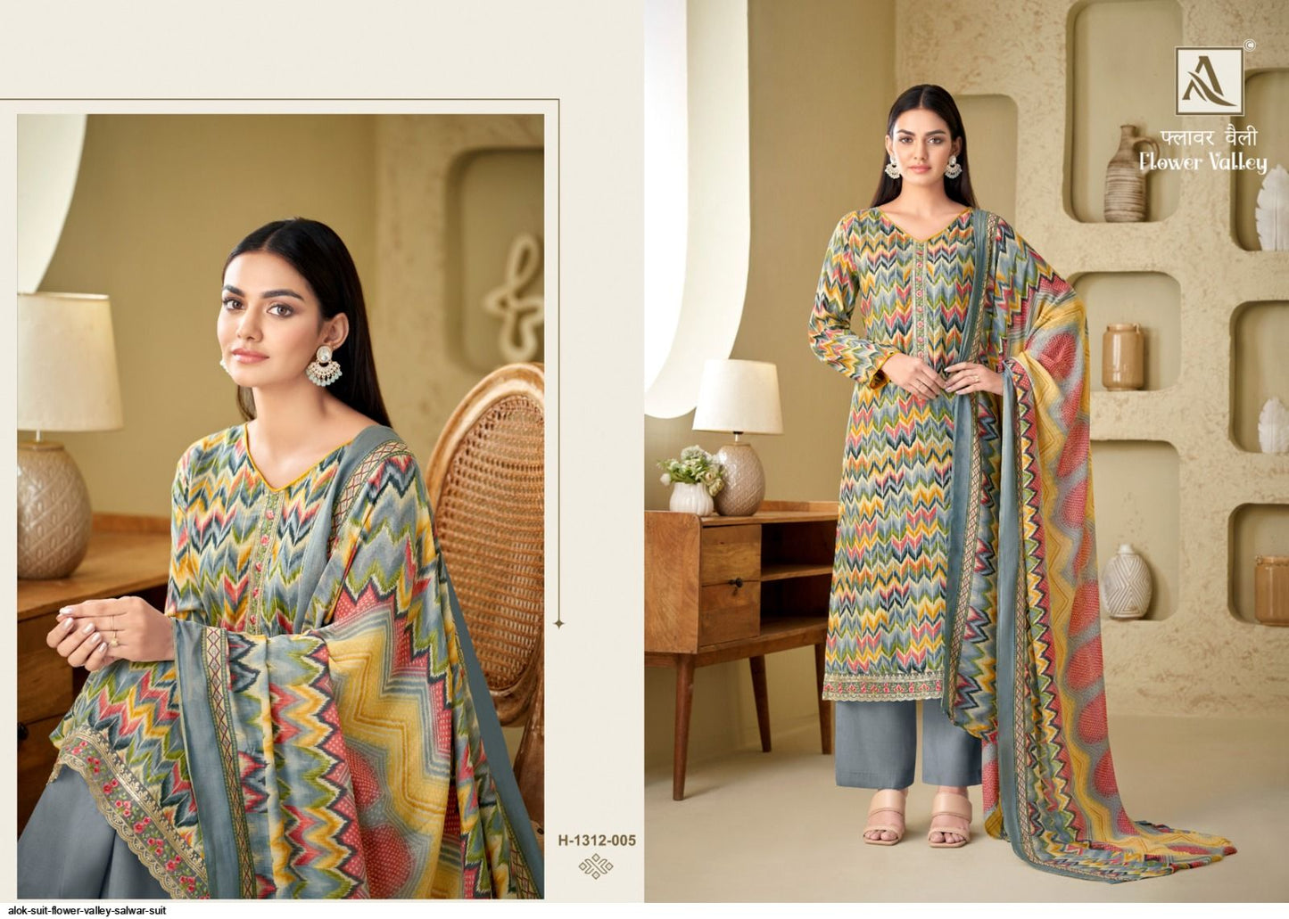 Flower Valley Alok Viscose Muslin Plazzo Style Suits