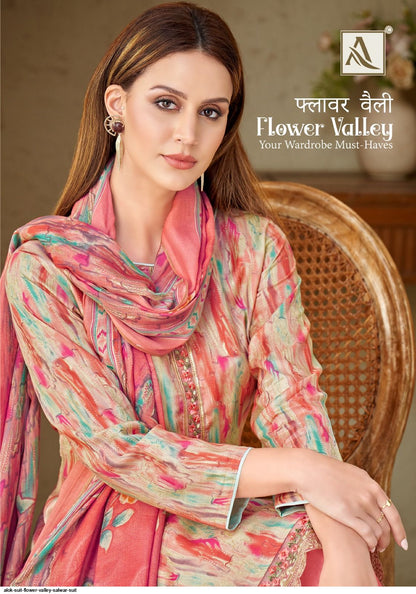 Flower Valley Alok Viscose Muslin Plazzo Style Suits
