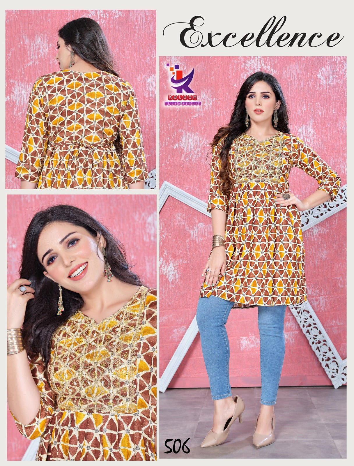 Fly Sky Mlm Kalash Lifestyle Rayon 14Kg Designer Long Top