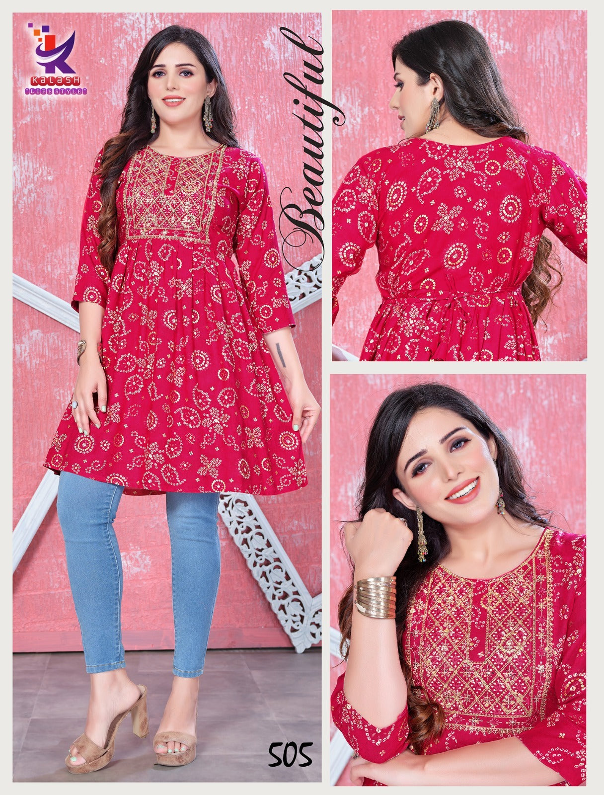 Fly Sky Mlm Kalash Lifestyle Rayon 14Kg Designer Long Top