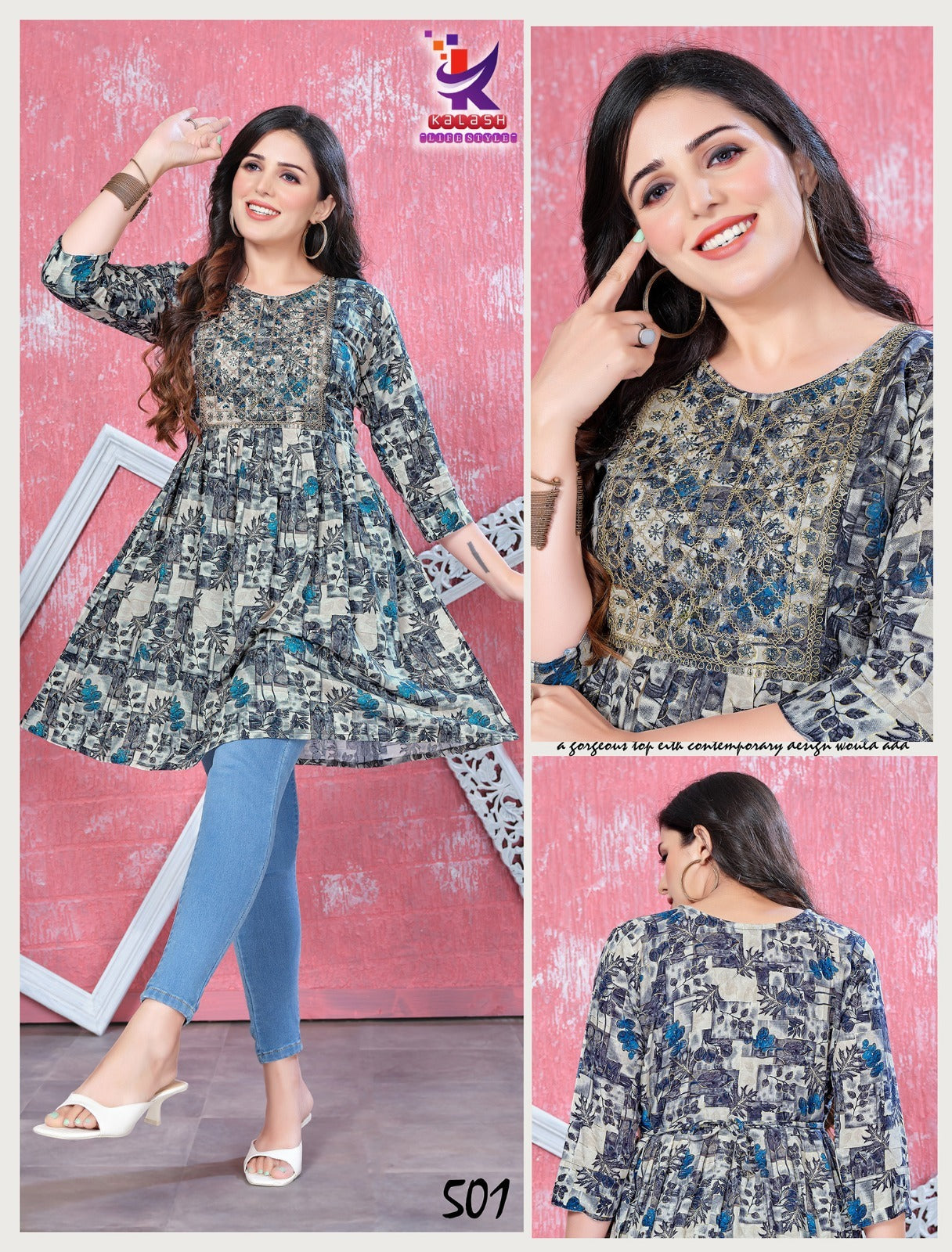 Fly Sky Mlm Kalash Lifestyle Rayon 14Kg Designer Long Top