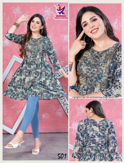 Fly Sky Mlm Kalash Lifestyle Rayon 14Kg Designer Long Top