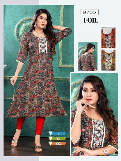 Foil-0801-A Mmc Rayon Anarkali Kurtis