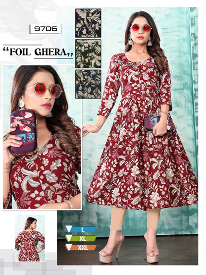 Foil-0801 Mmc Rayon Anarkali Kurtis