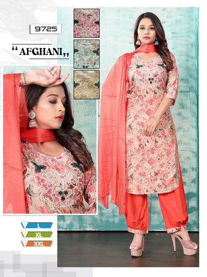 Foil Plain Mmc Afghani Readymade Suit