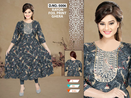 Foil Print Khushi Anarkali Kurtis