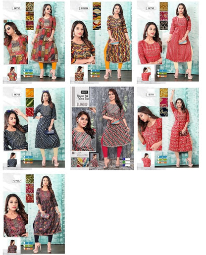 Foil Print Mmc Naira Cut Kurtis