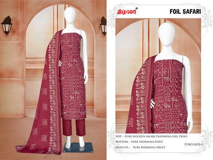 Foil Safari-2432 Bipson Prints Woolen Pashmina Suits