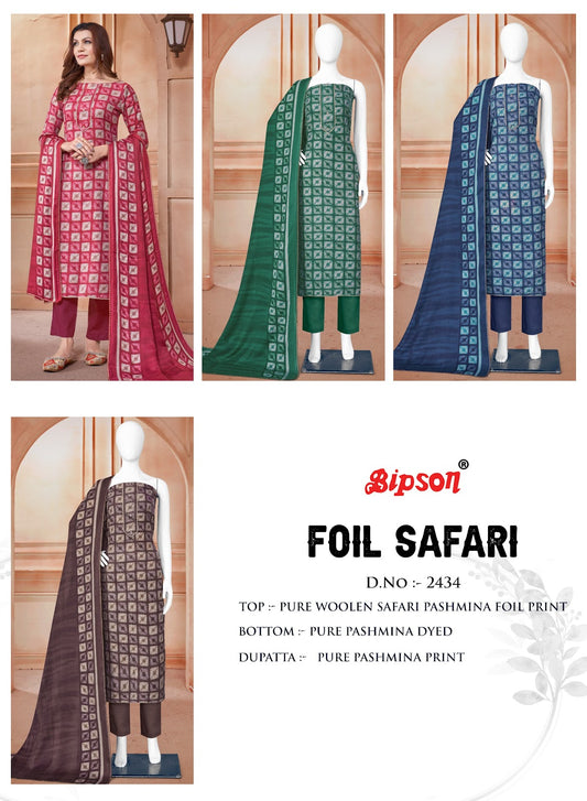 Foil Safari-2434 Bipson Prints Woolen Pashmina Suits