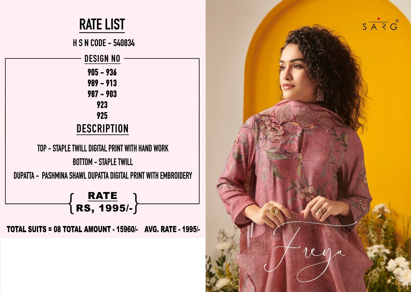 Freya Sarg Twill Pashmina Suits