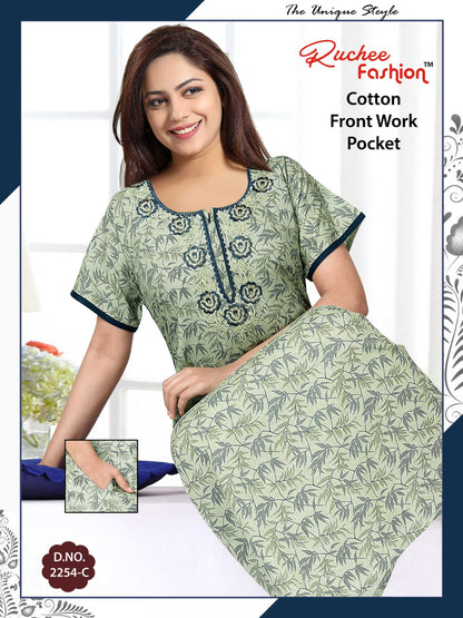 Front Work-1302 Ruchee Fashion Cotton Night Gowns