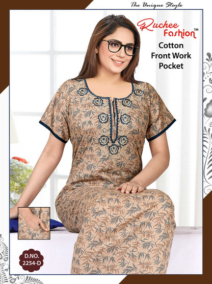 Front Work-1302 Ruchee Fashion Cotton Night Gowns