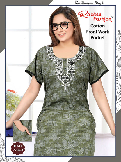 Front Work-1302 Ruchee Fashion Cotton Night Gowns